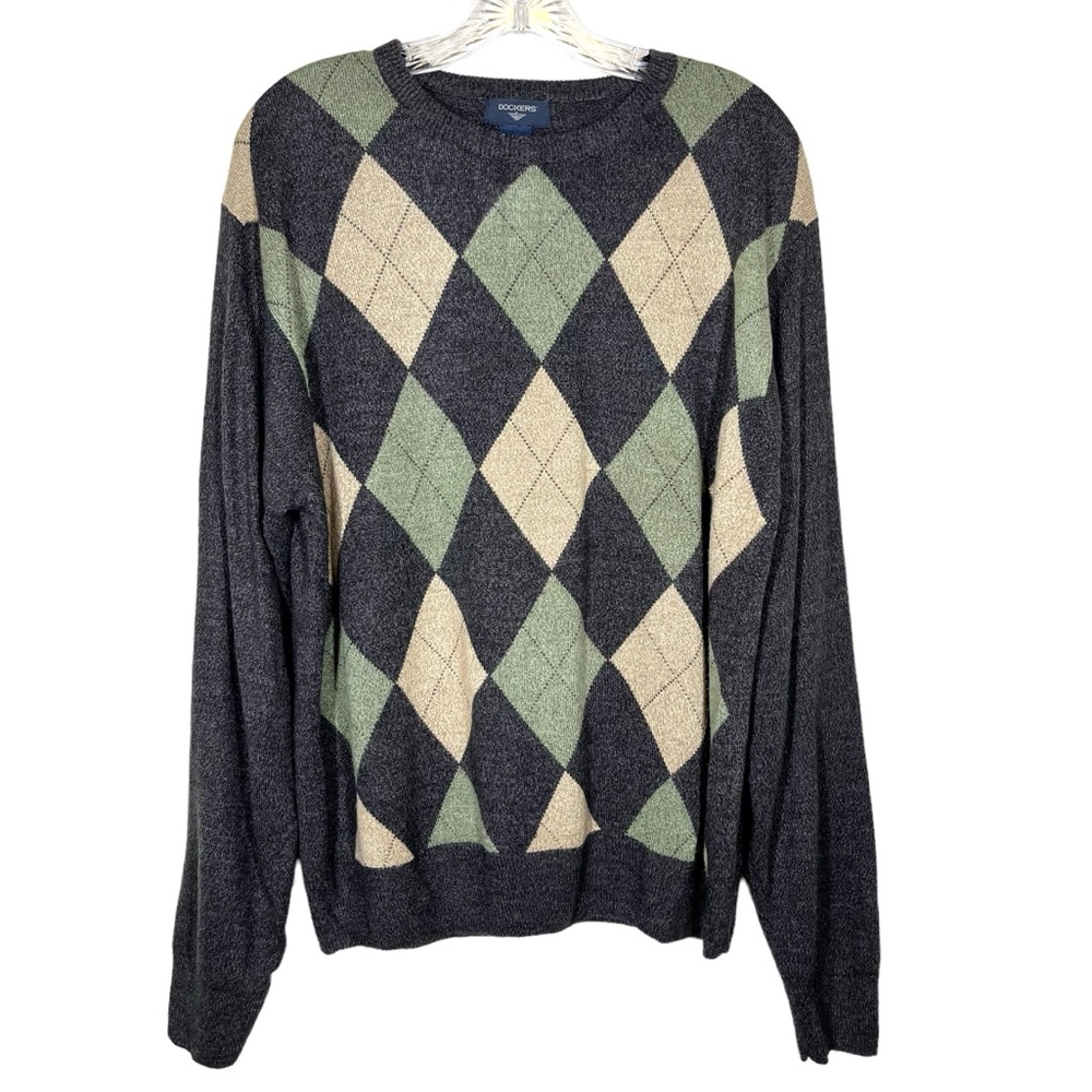 Dockers | Argyle Sweater - Gray and Green/Tan